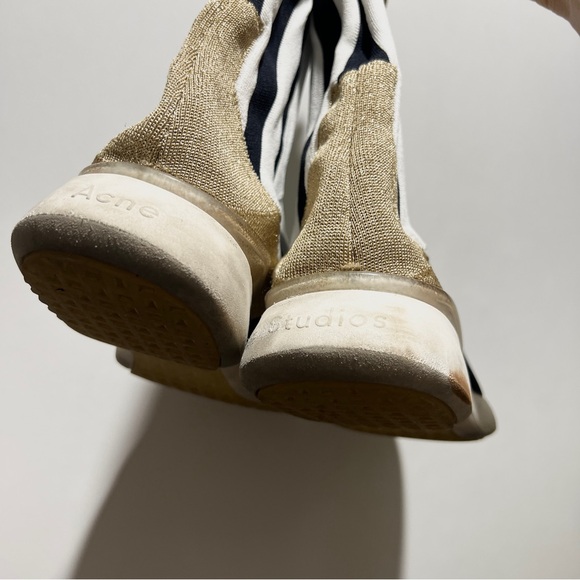 Acne Studios black white stripe sock sneakers - Picture 5 of 10